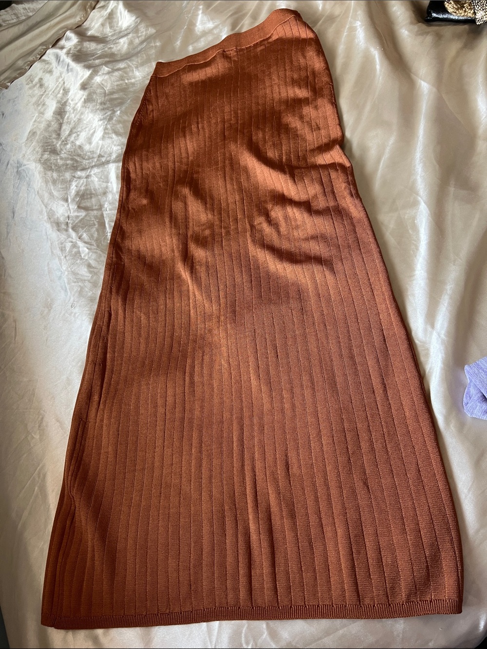 Free People Rust Ribbed Knit Maxi Skirt Size Small